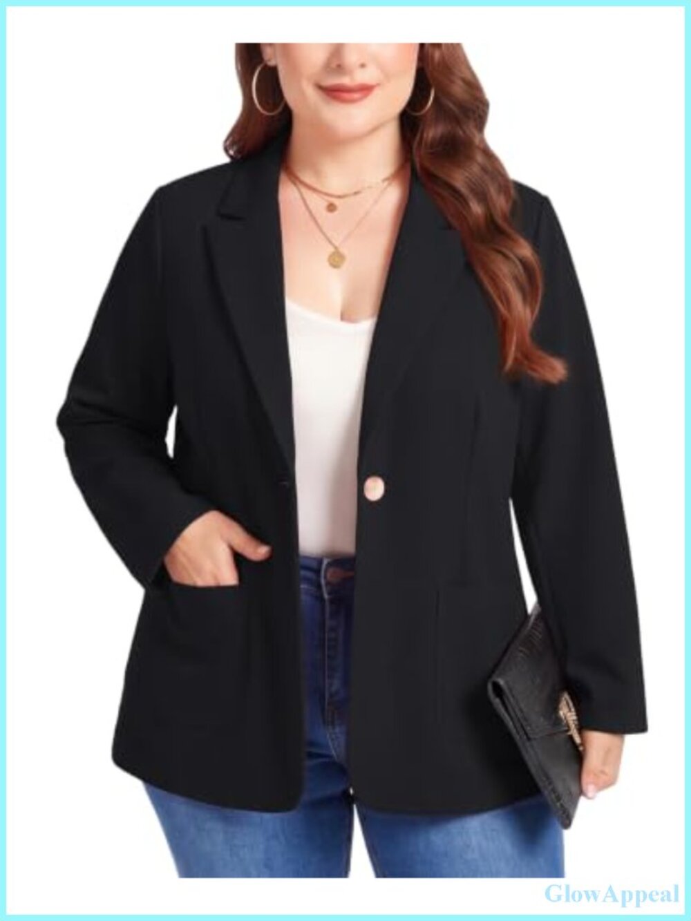 Plus Size Women's Blazer Long Sleeve Button Jacket Business Casual